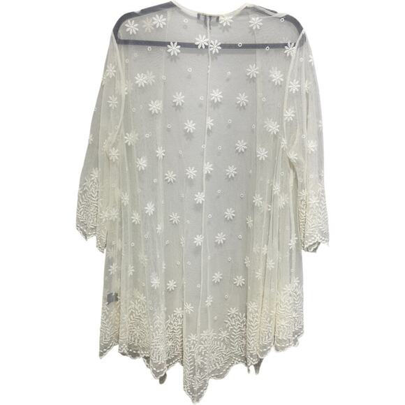 Torrid Sheer White Lace Embroidered Floral Kimono Beach Swim Coverup (1X) - Picture 5 of 11
